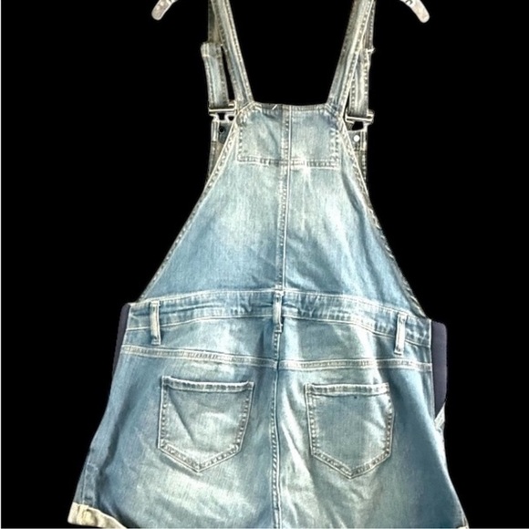 Indigo Blue Women's Maternity Denim Overall Shorts - Picture 5 of 9